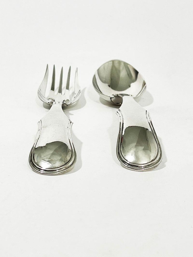 Dutch Silver Lettuce Place Setting by J.H. Eversbag & D. Van Outvoorst 1884/86 In Good Condition For Sale In Delft, NL