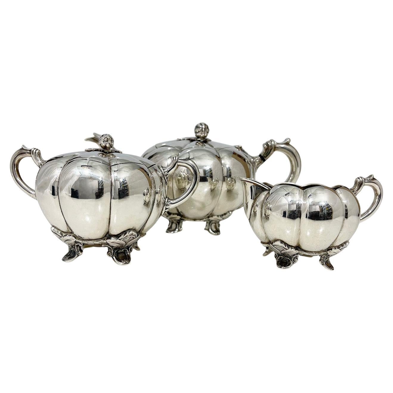 Dutch Silver "Melon" tea set by Gerritsen & van Kempen, 1959