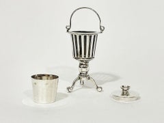 Dutch silver miniature brazier on tripod base, 19th century