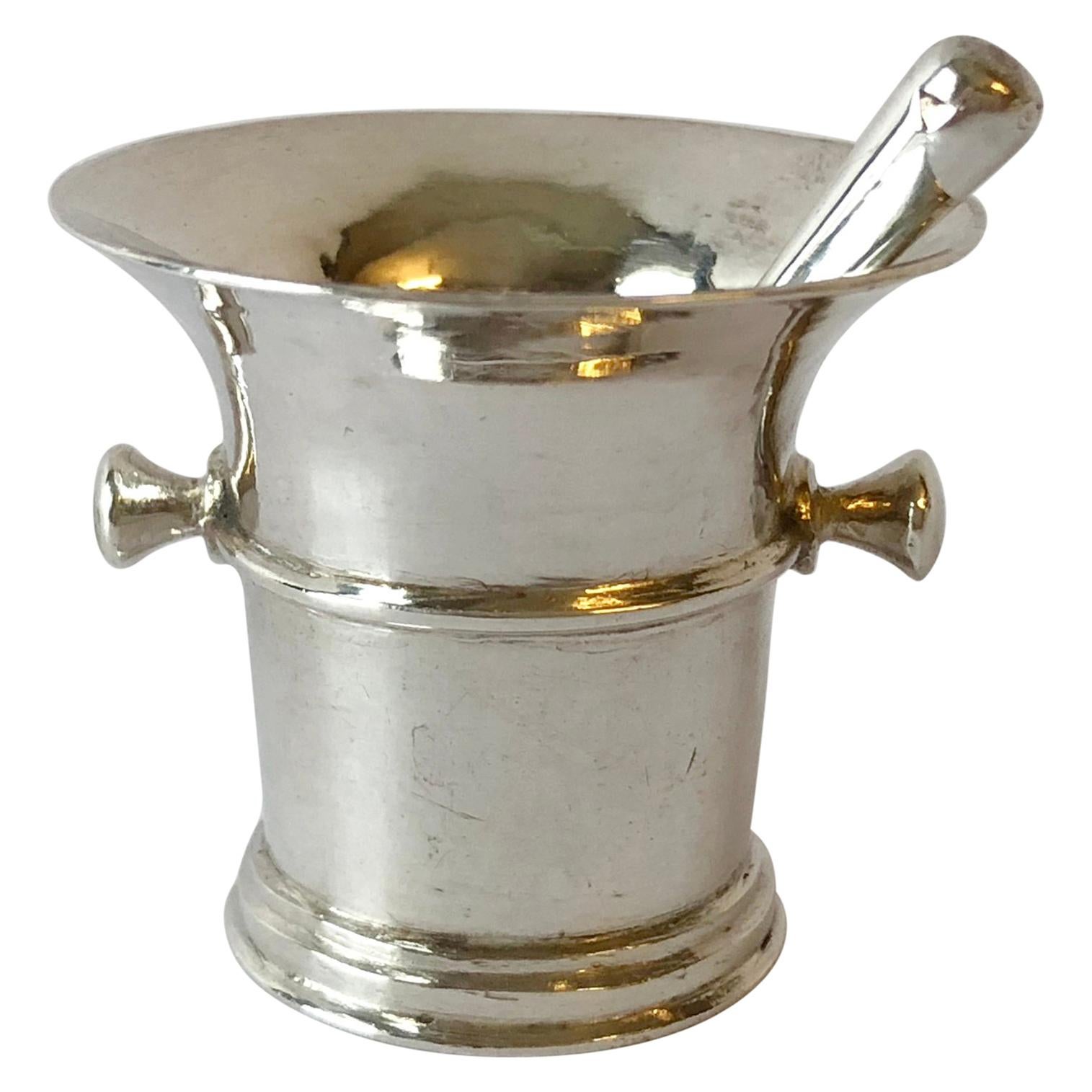 Dutch Silver Miniature Mortar and Pestle For Sale