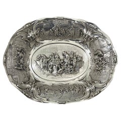 Antique Dutch silver oval bowl, breadbasket by Schoorl/ Krot, Amsterdam, dated 1928