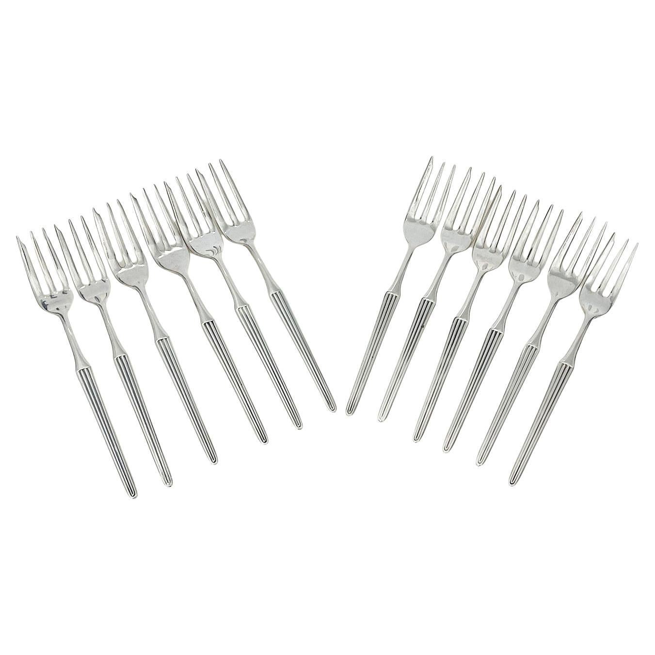 Dutch silver pastry forks by Gustav Beran for van Kempen & Begeer, 1960s