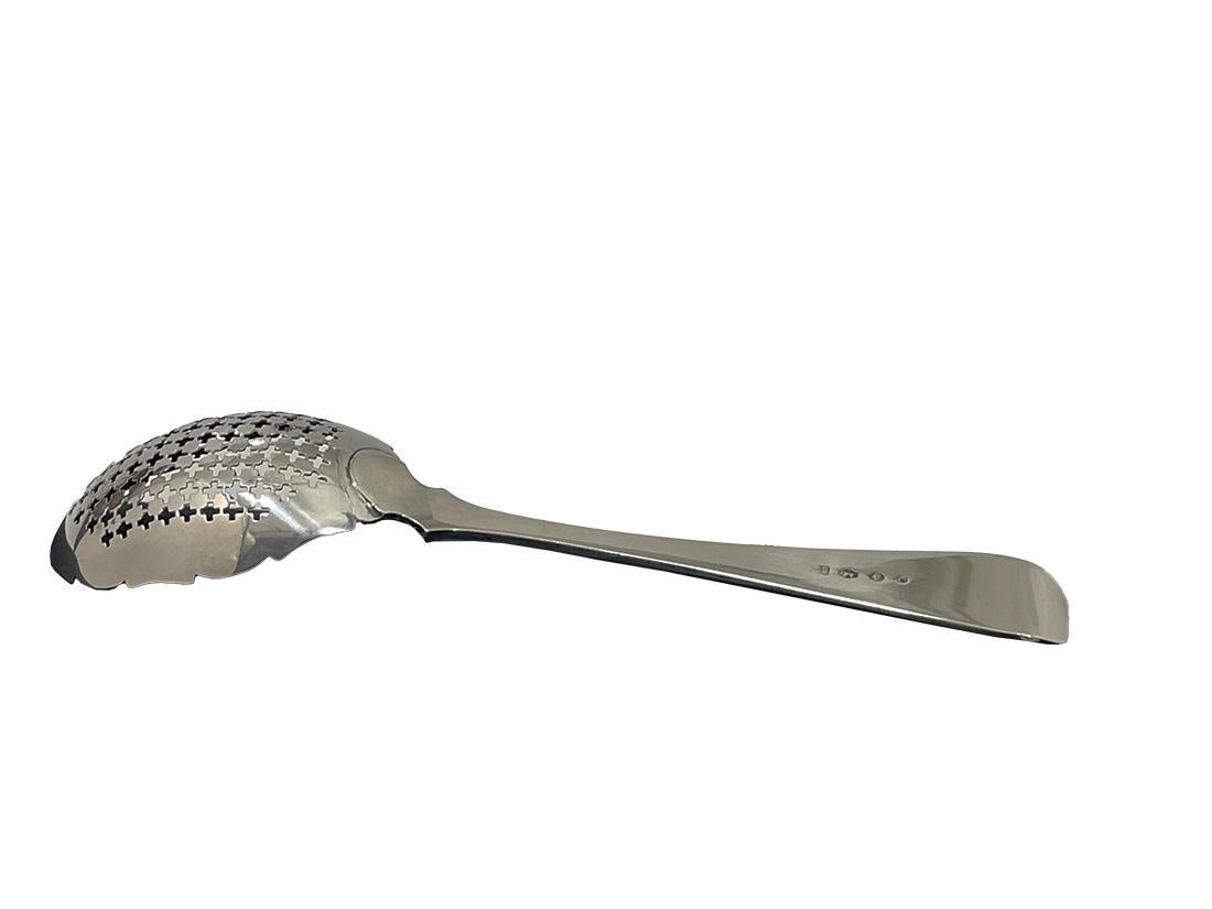 19th Century Dutch silver serving spoon with openwork, 1883 For Sale