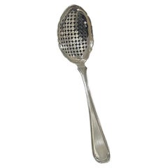 Antique Dutch silver serving spoon with openwork, 1883