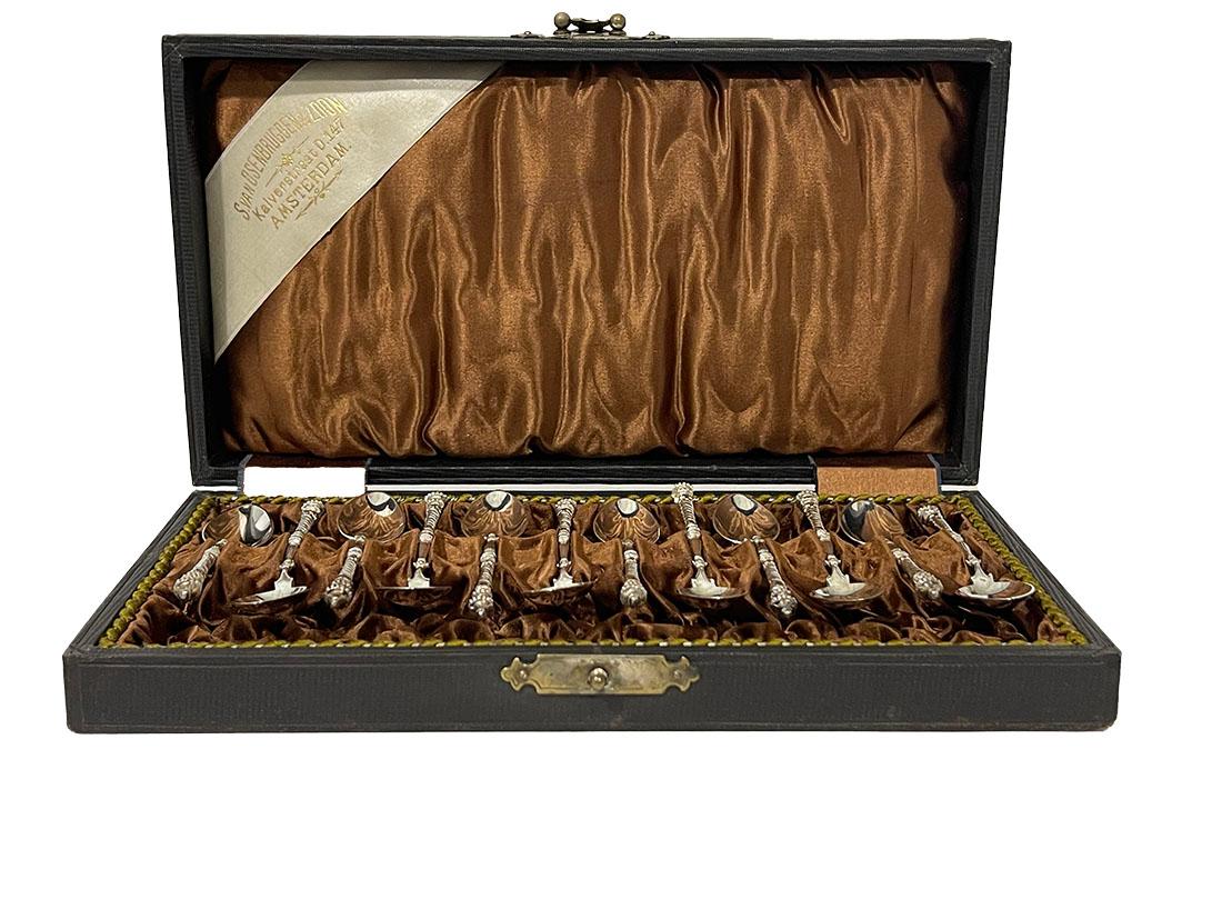 Silver Dutch silver small silver spoons by van Kempen & Zonen, 19th century For Sale
