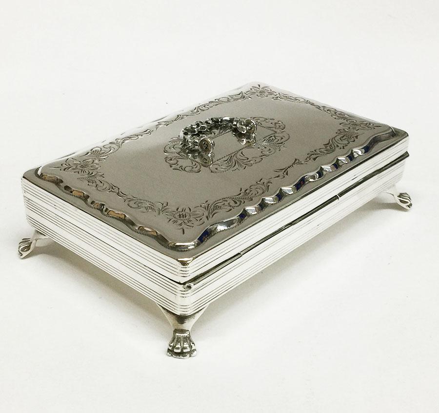 Dutch Silver Spoon Box in Biedermeier Style with Mocca Spoons For Sale 1