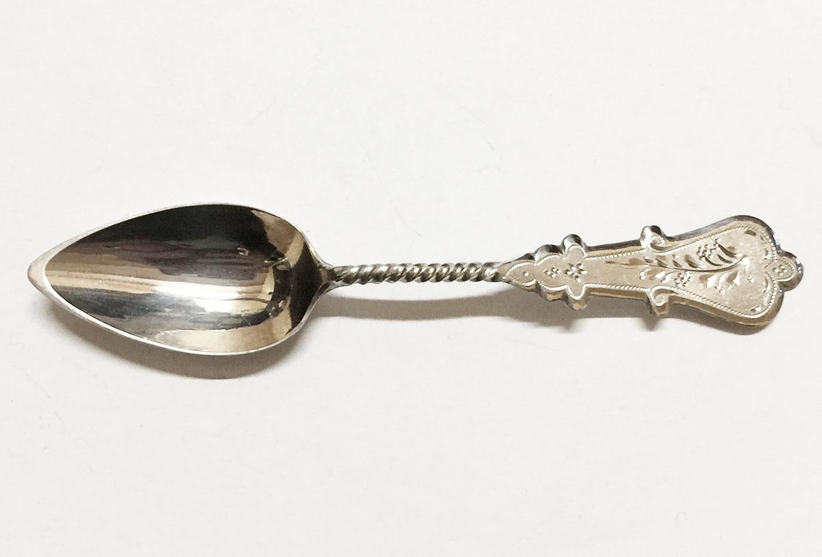 Dutch Silver Spoon Box in Biedermeier Style with Tea Spoons In Good Condition For Sale In Delft, NL
