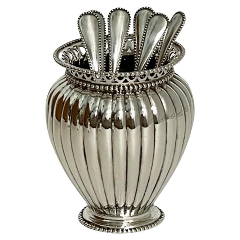 Vase à cuillère en argent néerlandais, Van Kempen & Zn, Voorschoten, 1896