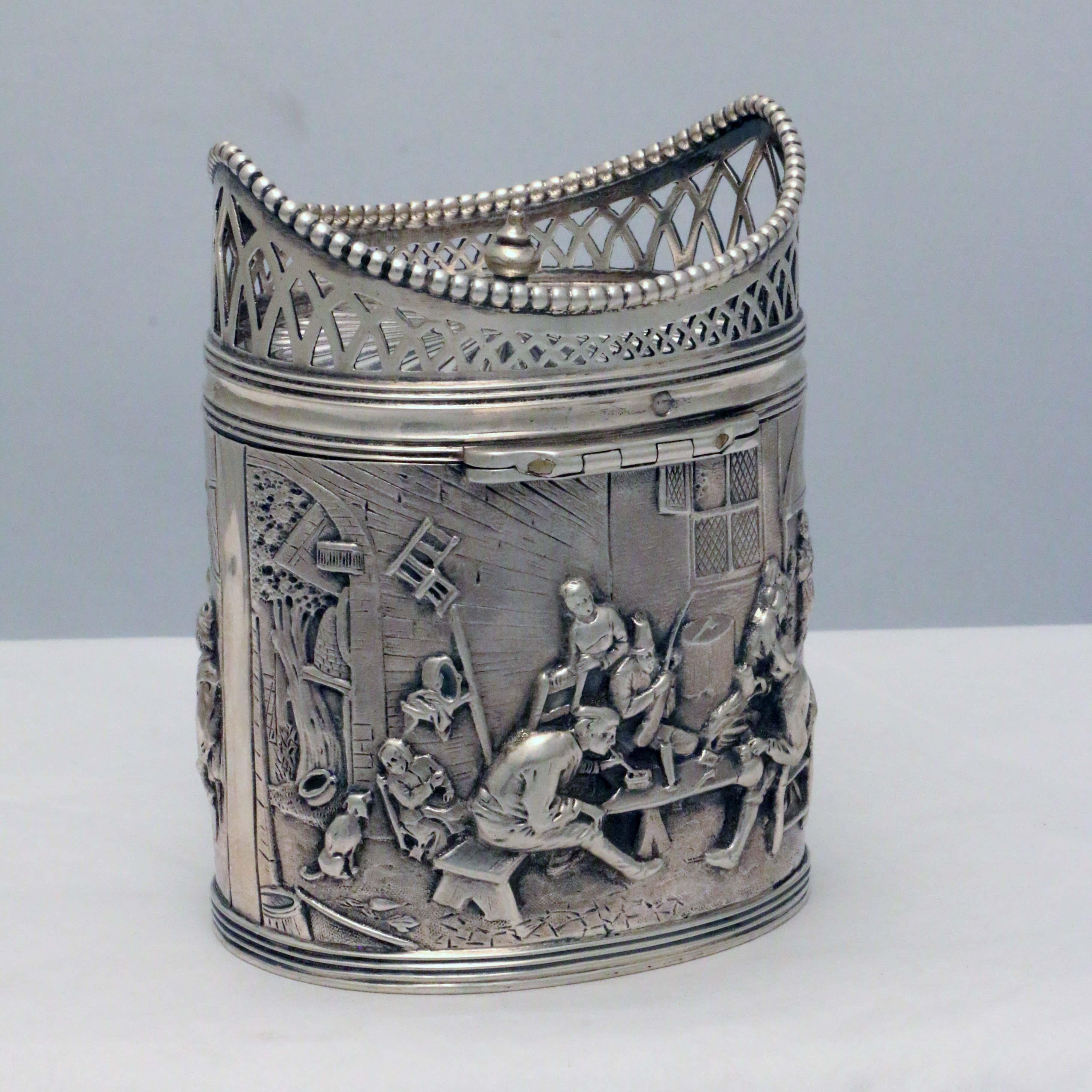 Niederländisch Silber Teedose im Zustand „Gut“ im Angebot in Montreal, QC