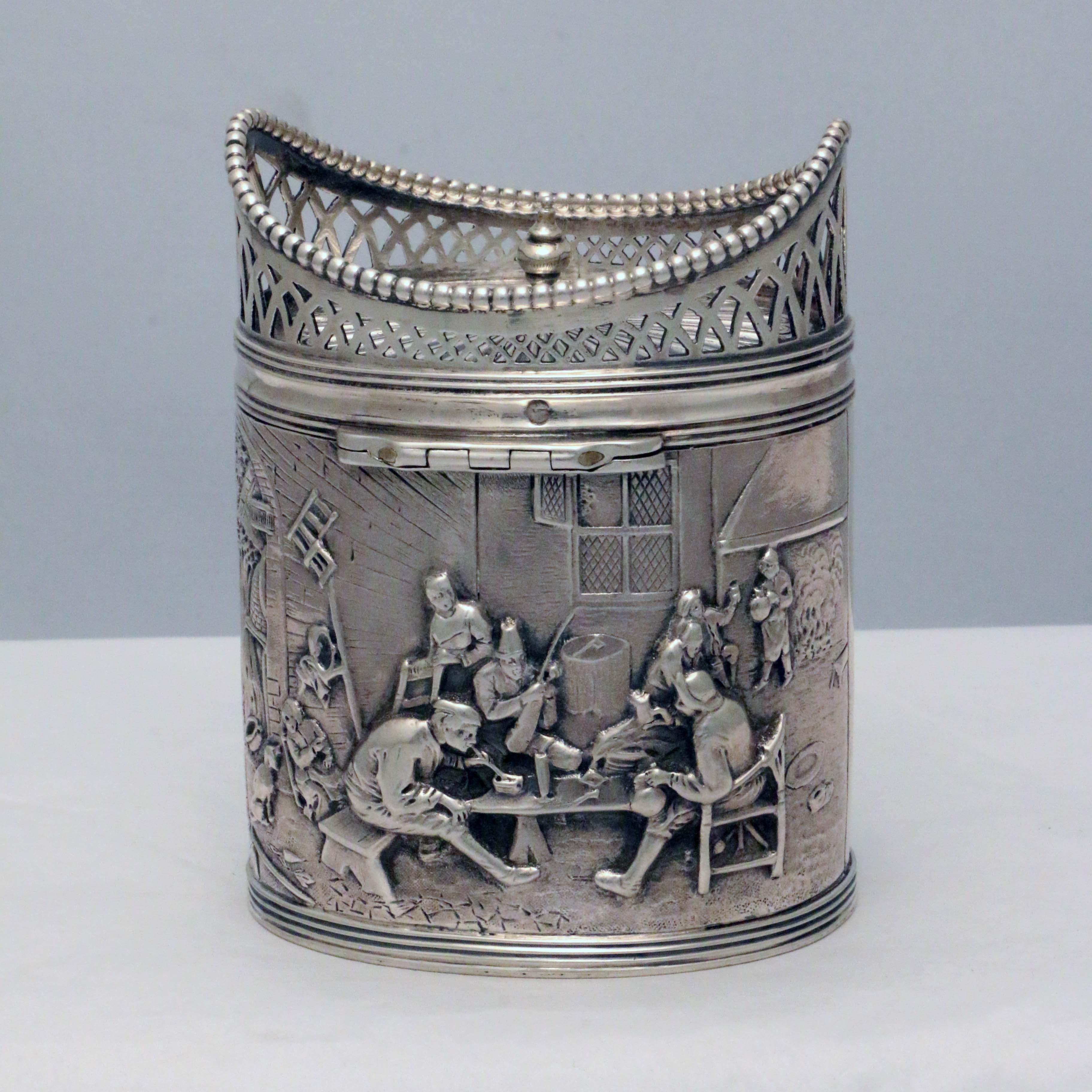 silver tea caddy antique