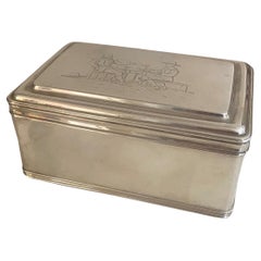 Antique Dutch Silver Tobacco Box of Large Size, Late 19th Century