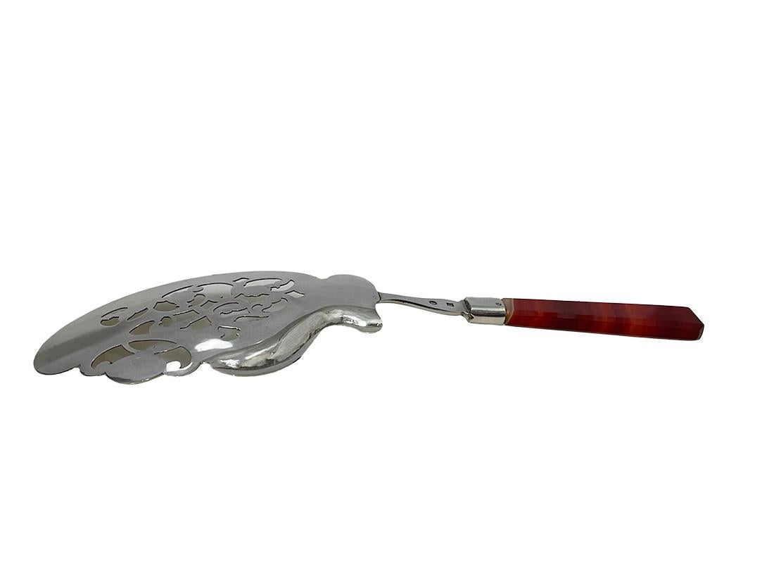 Néerlandais Cuillère de service en argent hollandais avec agate d'Antonious Hendrikus der Kinderen, 1865 en vente