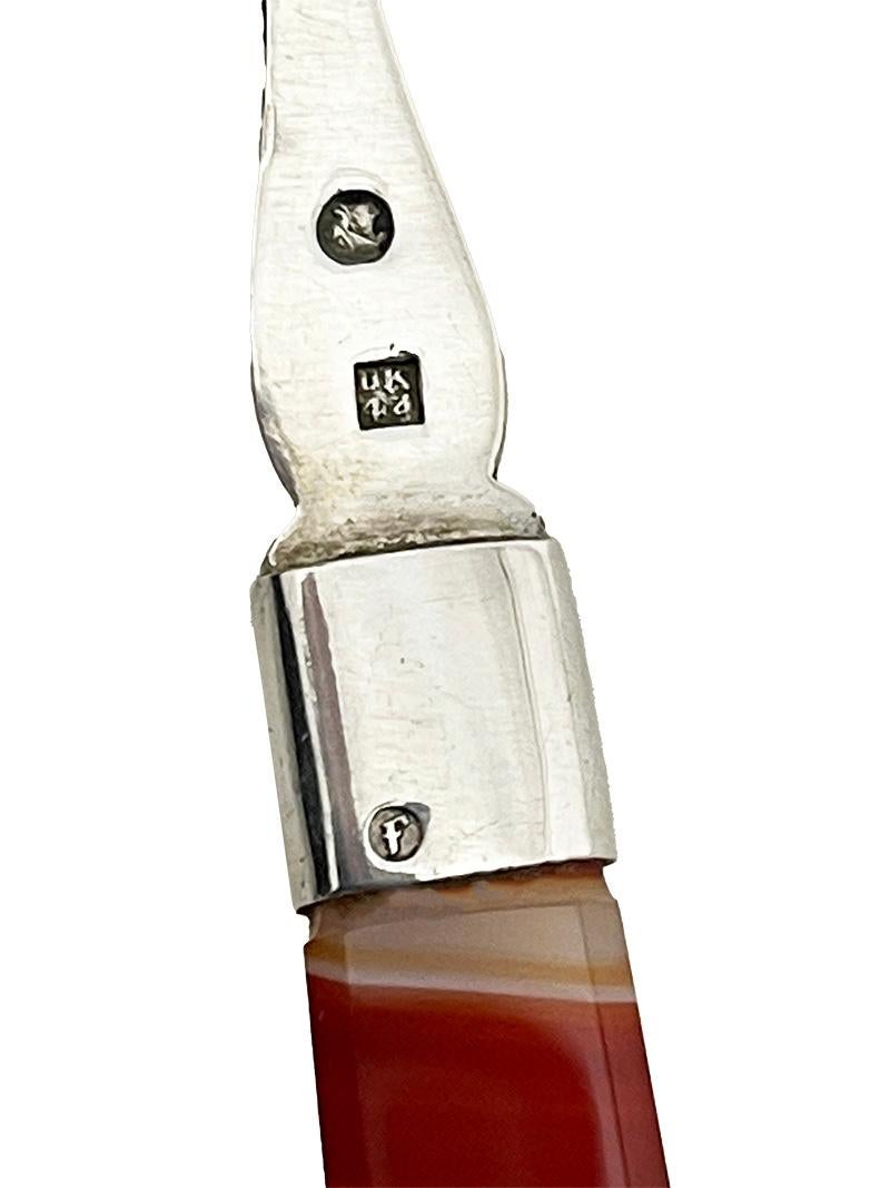 Argent Cuillère de service en argent hollandais avec agate d'Antonious Hendrikus der Kinderen, 1865 en vente