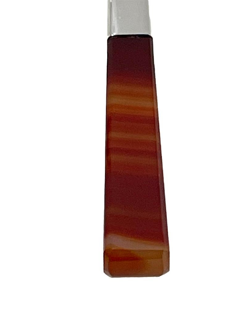 Cuillère de service en argent hollandais avec agate de C.F. Wewer, 1981 Bon état - En vente à Delft, NL
