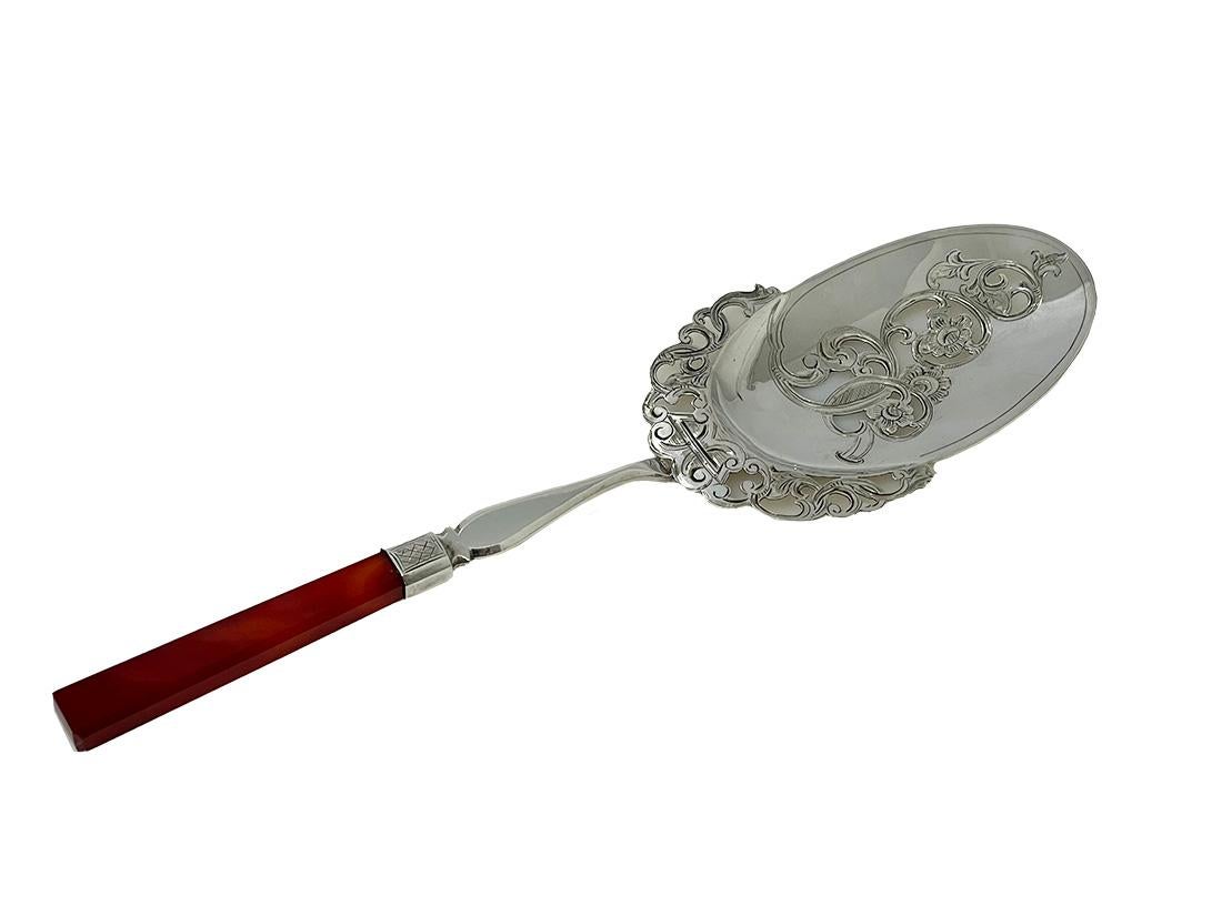 Niederländisches Silber mit Achat, Servierlöffel von Franciscus Jacobus de Leeuw, 1869 im Angebot 6