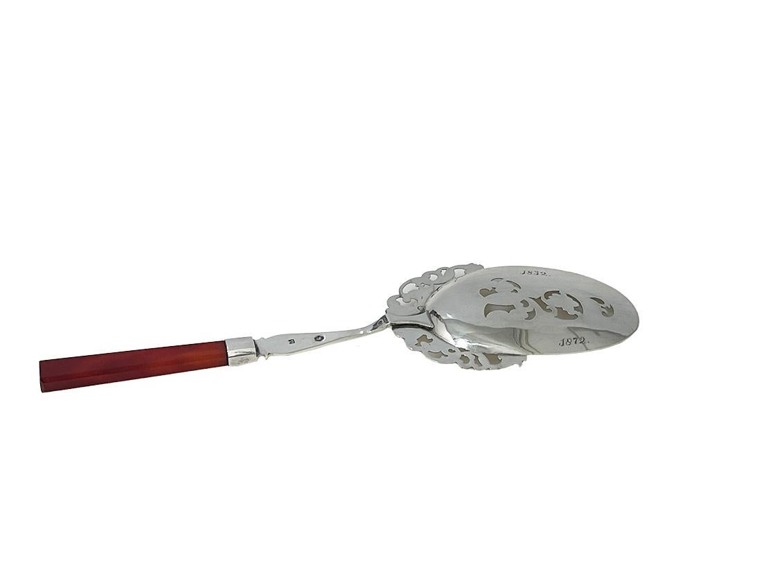 Niederländisches Silber mit Achat, Servierlöffel von Franciscus Jacobus de Leeuw, 1869 im Angebot 2