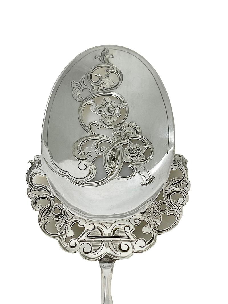 Niederländisches Silber mit Achat, Servierlöffel von Franciscus Jacobus de Leeuw, 1869 im Angebot 3