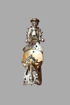 Dutch Silver Plate and Shell Sleigh Driven by Bejeweled Gentleman on Iceskates