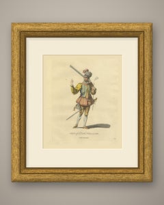 Dutch Soldier in 1588 with a Musket, Hand Colored Jefferys Costume Plate, 1757