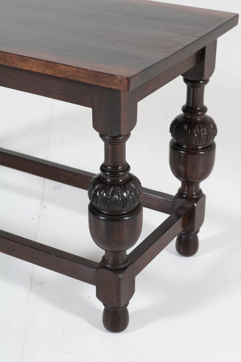 Dutch Solid Ebony Macassar Jacobean Style Coffee Table, 1920s For Sale