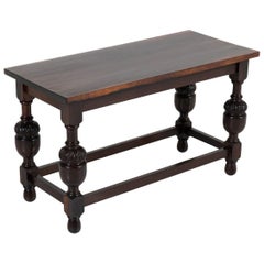 Antique Dutch Solid Ebony Macassar Jacobean Style Side Table, 1920s