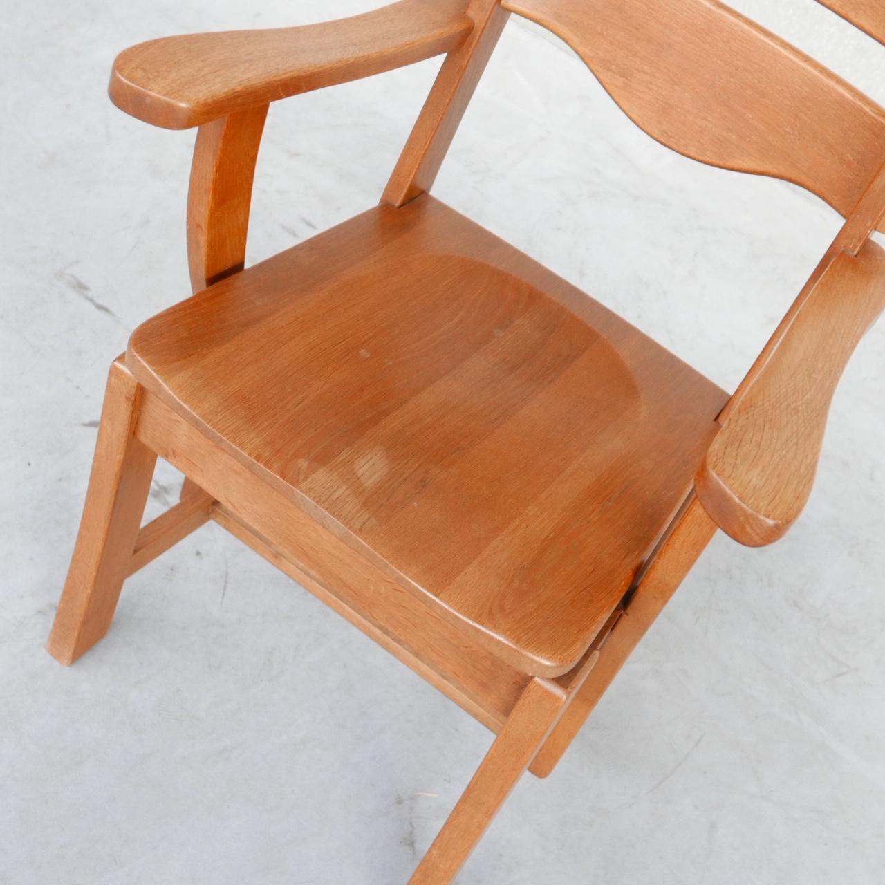 Mid-Century Modern Dutch Solid Oak Mid-Century Armchair For Sale