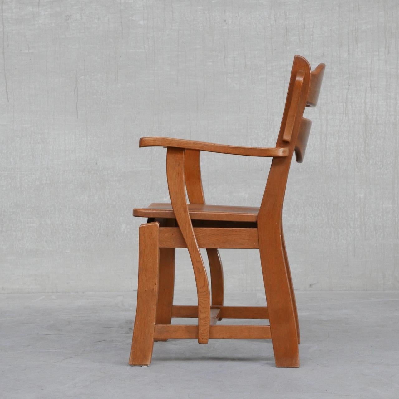 Dutch Solid Oak Mid-Century Armchair For Sale 2