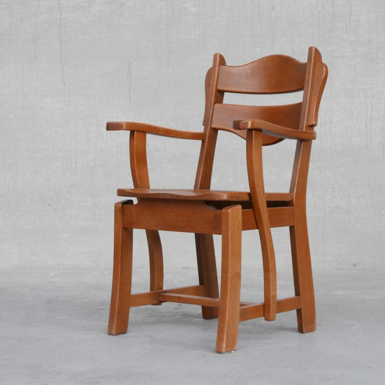 Dutch Solid Oak Mid-Century Armchair For Sale 3