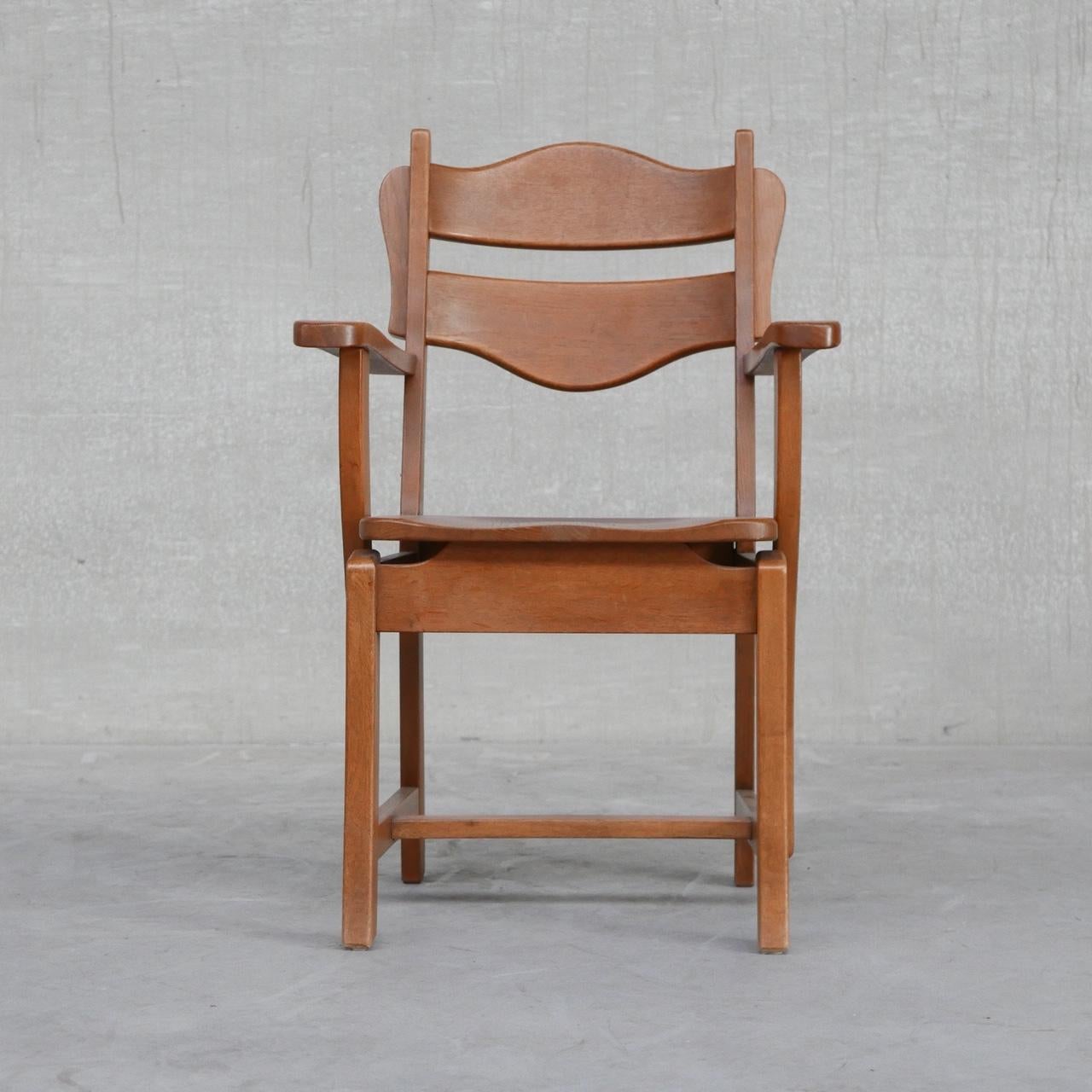 Dutch Solid Oak Mid-Century Armchair For Sale 4
