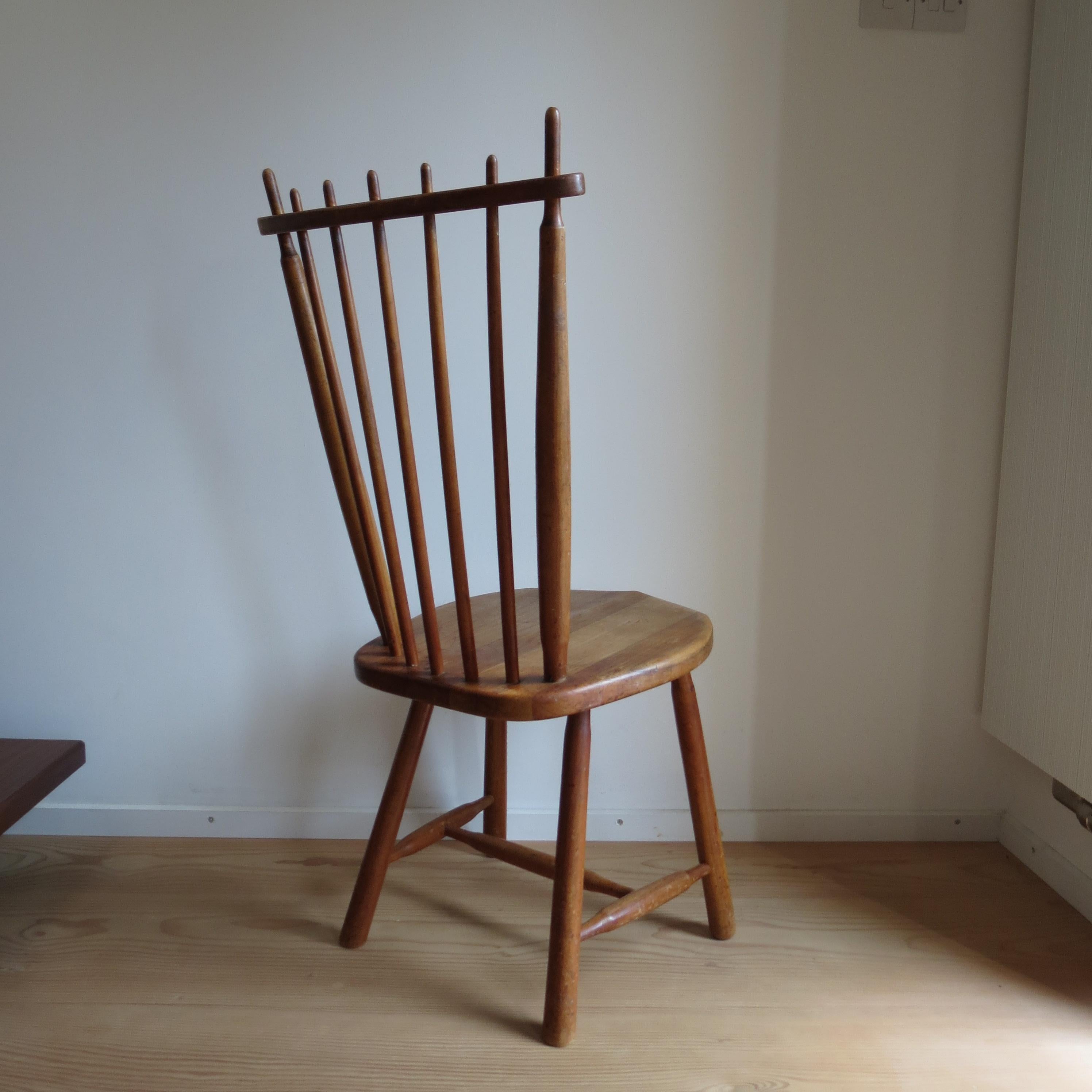 Dutch Spindle back Folk Dining Chair by De Ster Gelderland 1960s For Sale 4