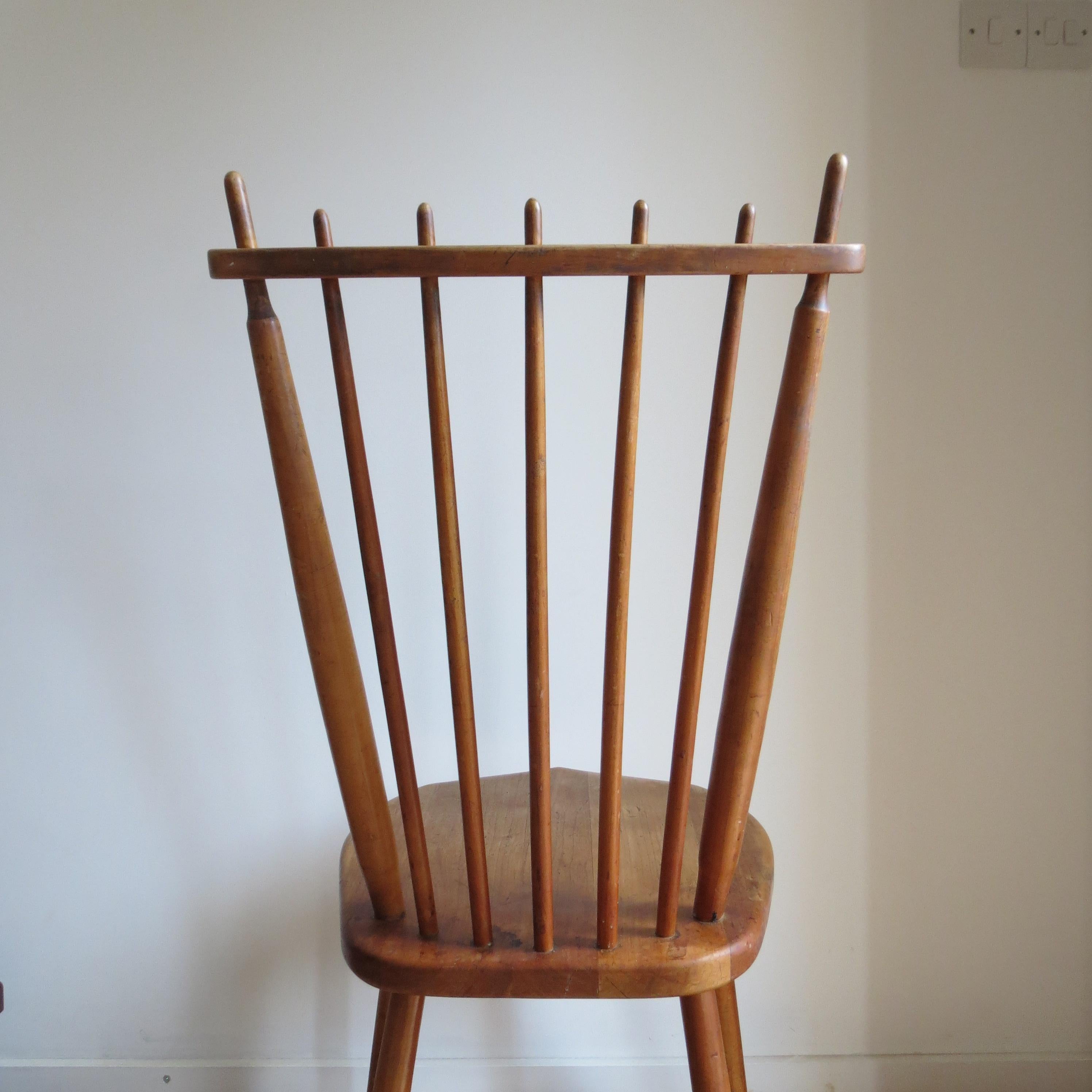 Dutch Spindle back Folk Dining Chair by De Ster Gelderland 1960s For Sale 7