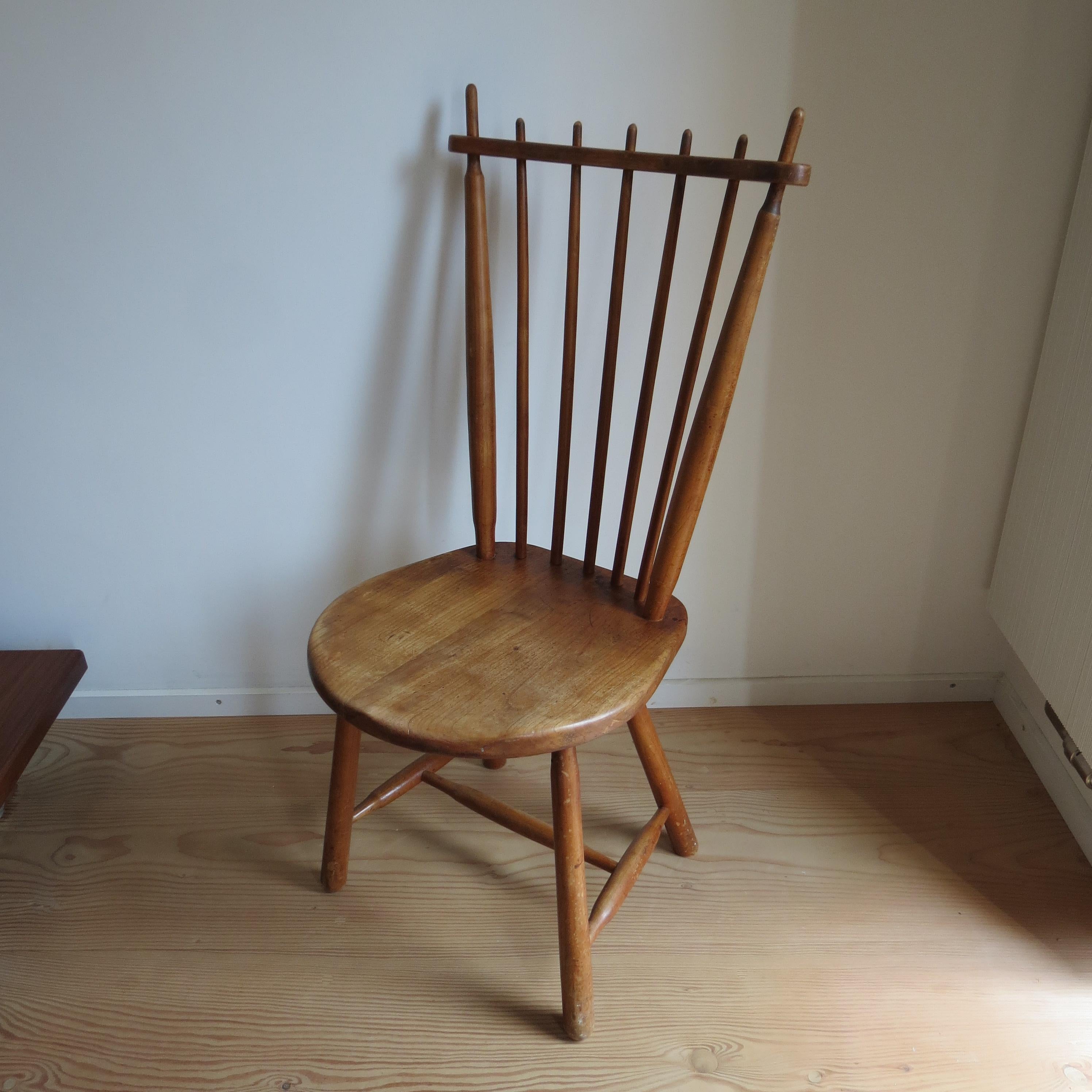 Dutch Spindle back Folk Dining Chair by De Ster Gelderland 1960s For Sale 8