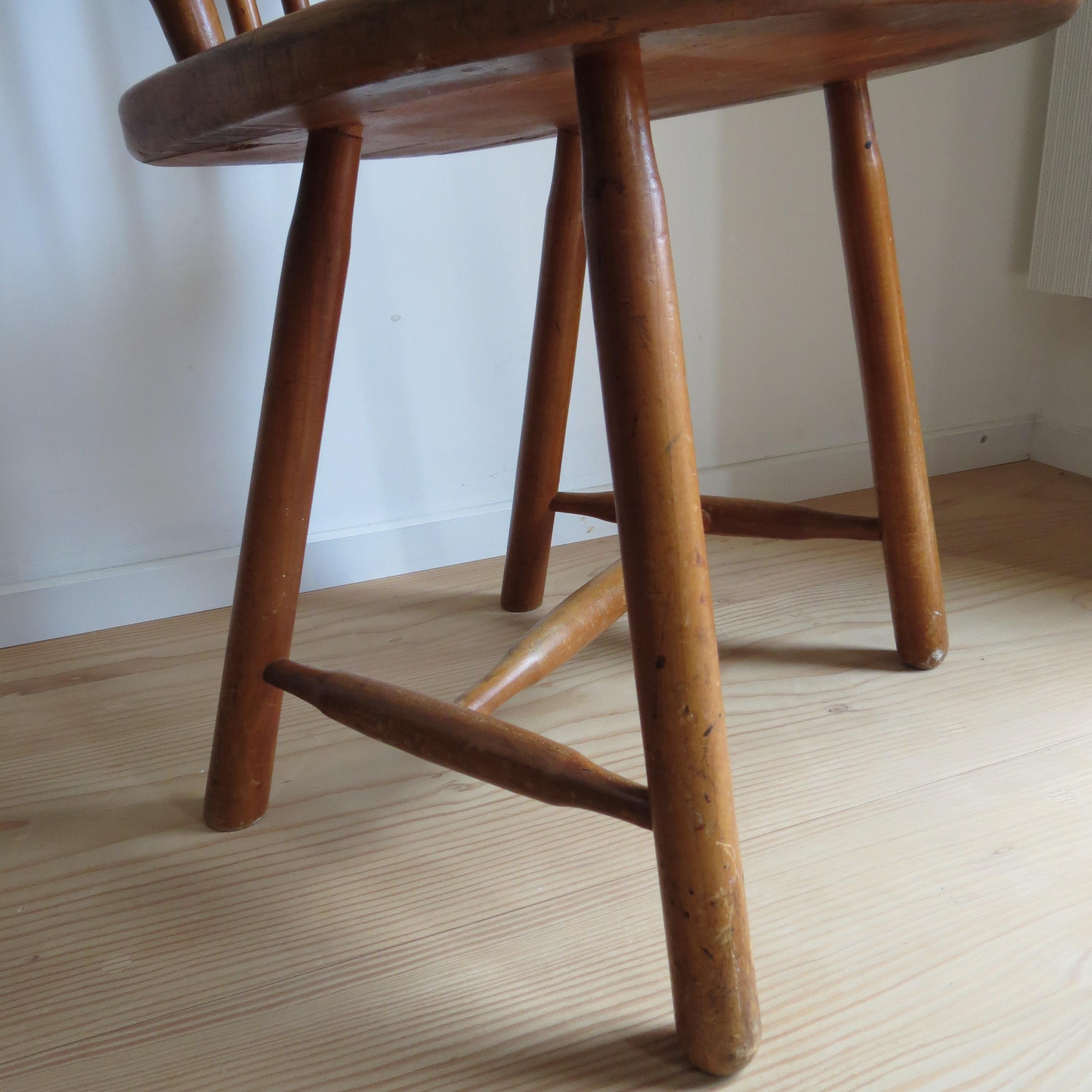 Dutch Spindle back Folk Dining Chair by De Ster Gelderland 1960s For Sale 12