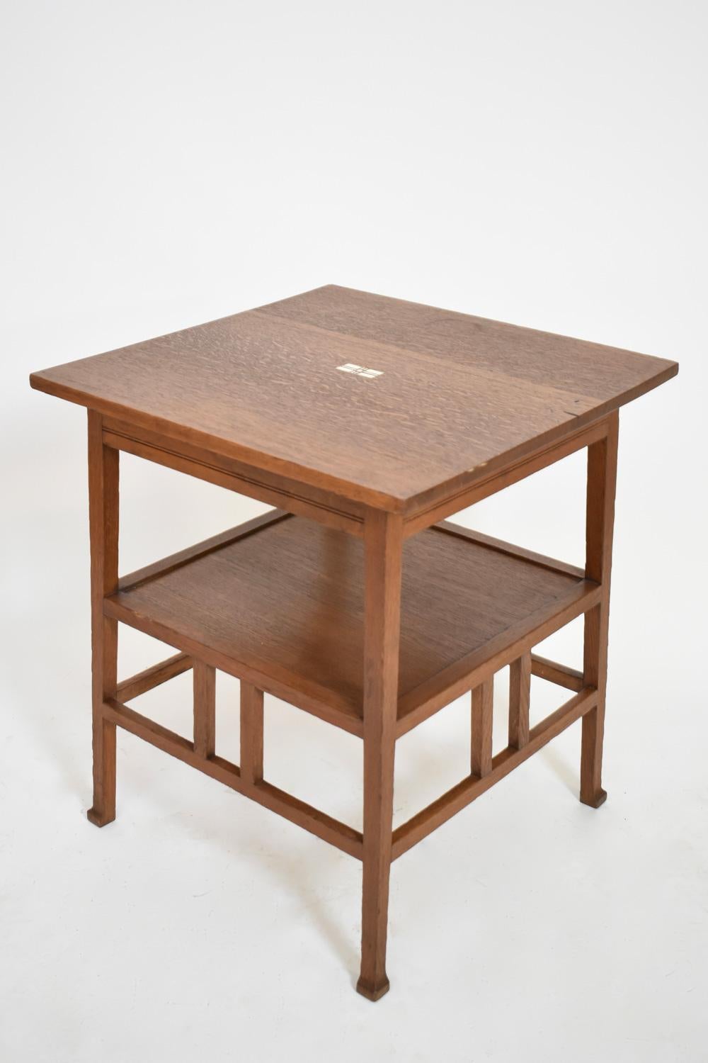 Early 20th Century Dutch square oak side table, XXth c. For Sale