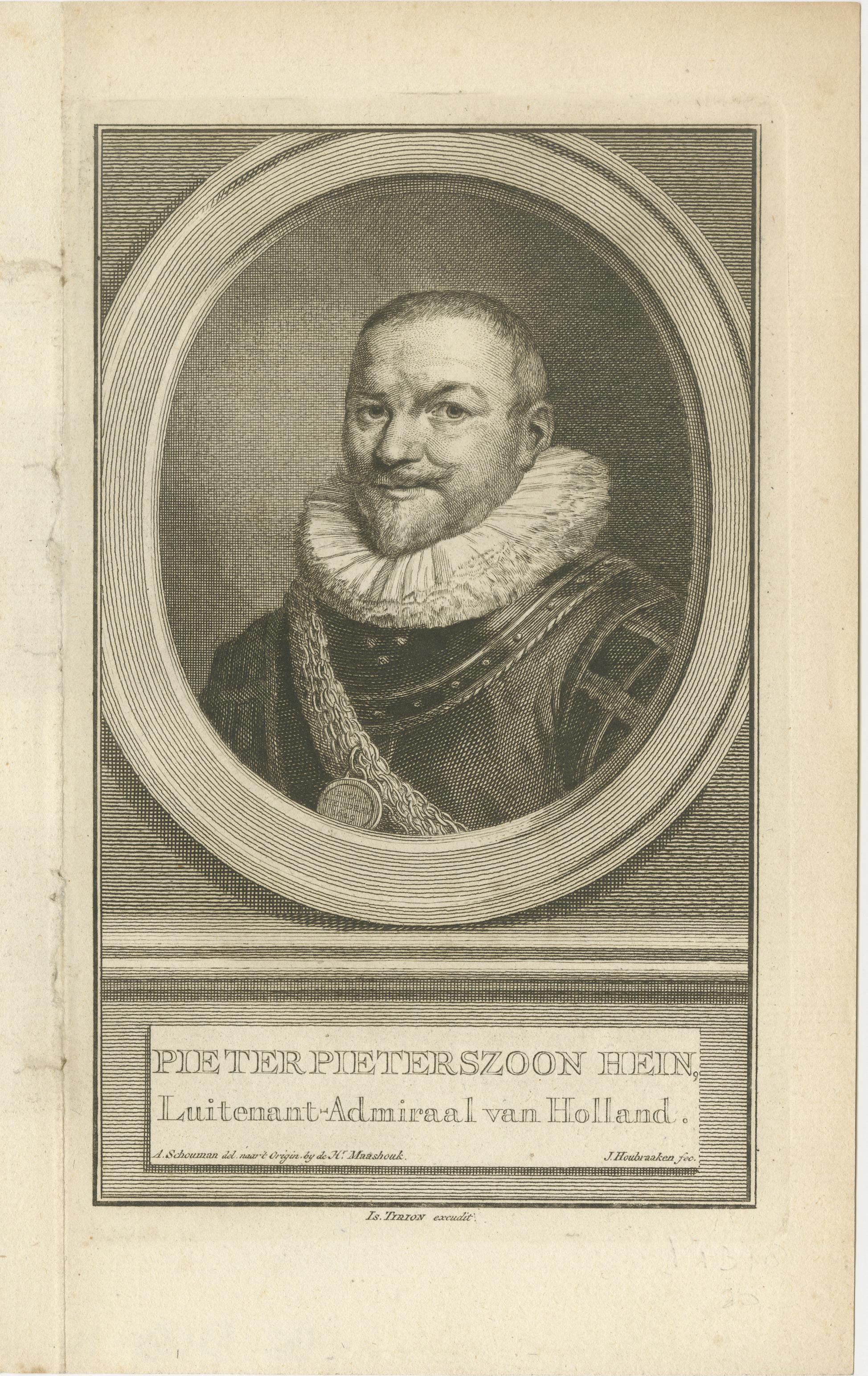Engraved Dutch Statesmen and Admiral – Pauw, Hein, and Cats, c.1750 Copper Engravings For Sale