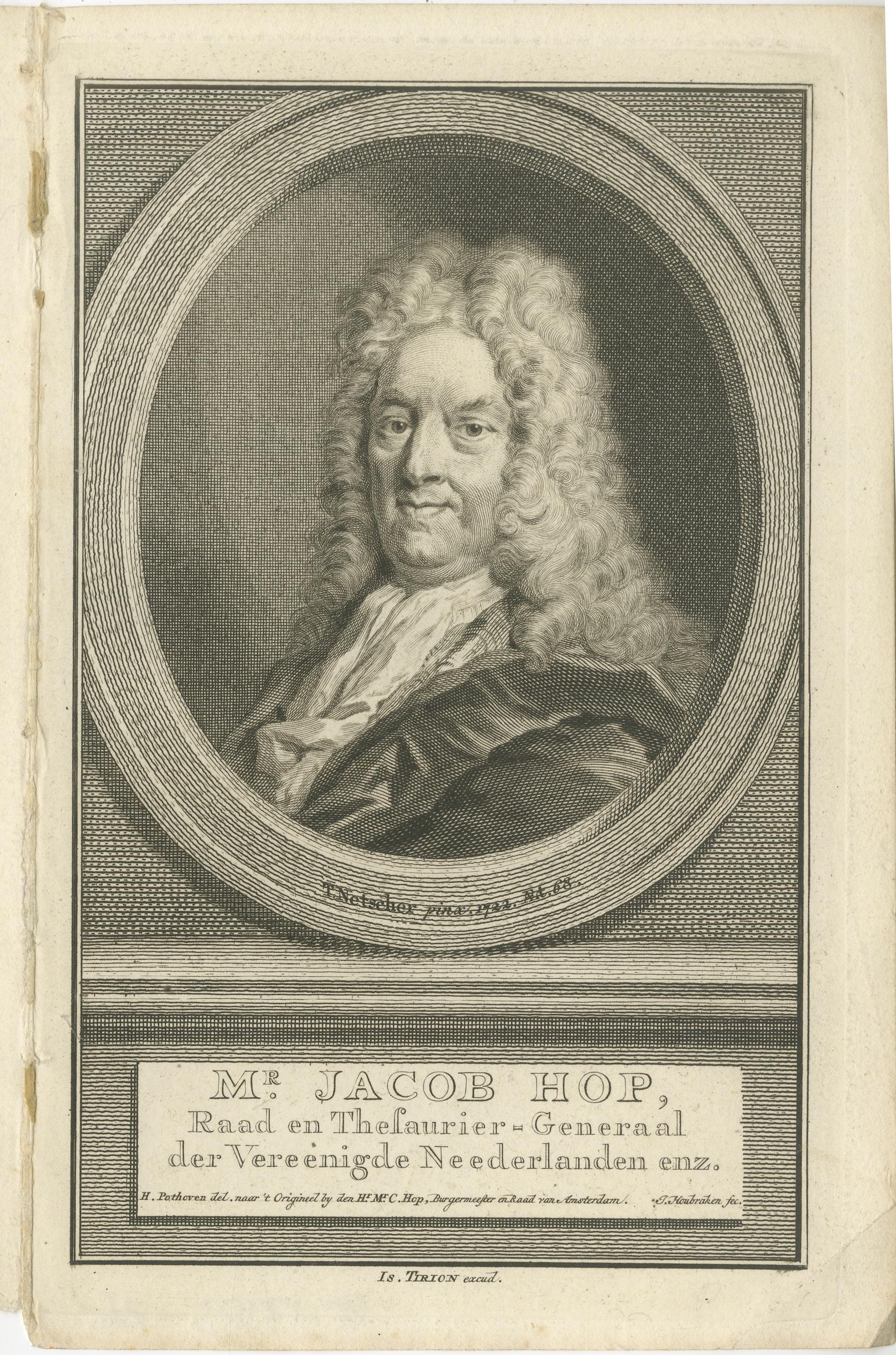 Engraved Dutch Statesmen and Military Leaders – Beverningk, Hop, and Van Coehoorn, c.1750 For Sale
