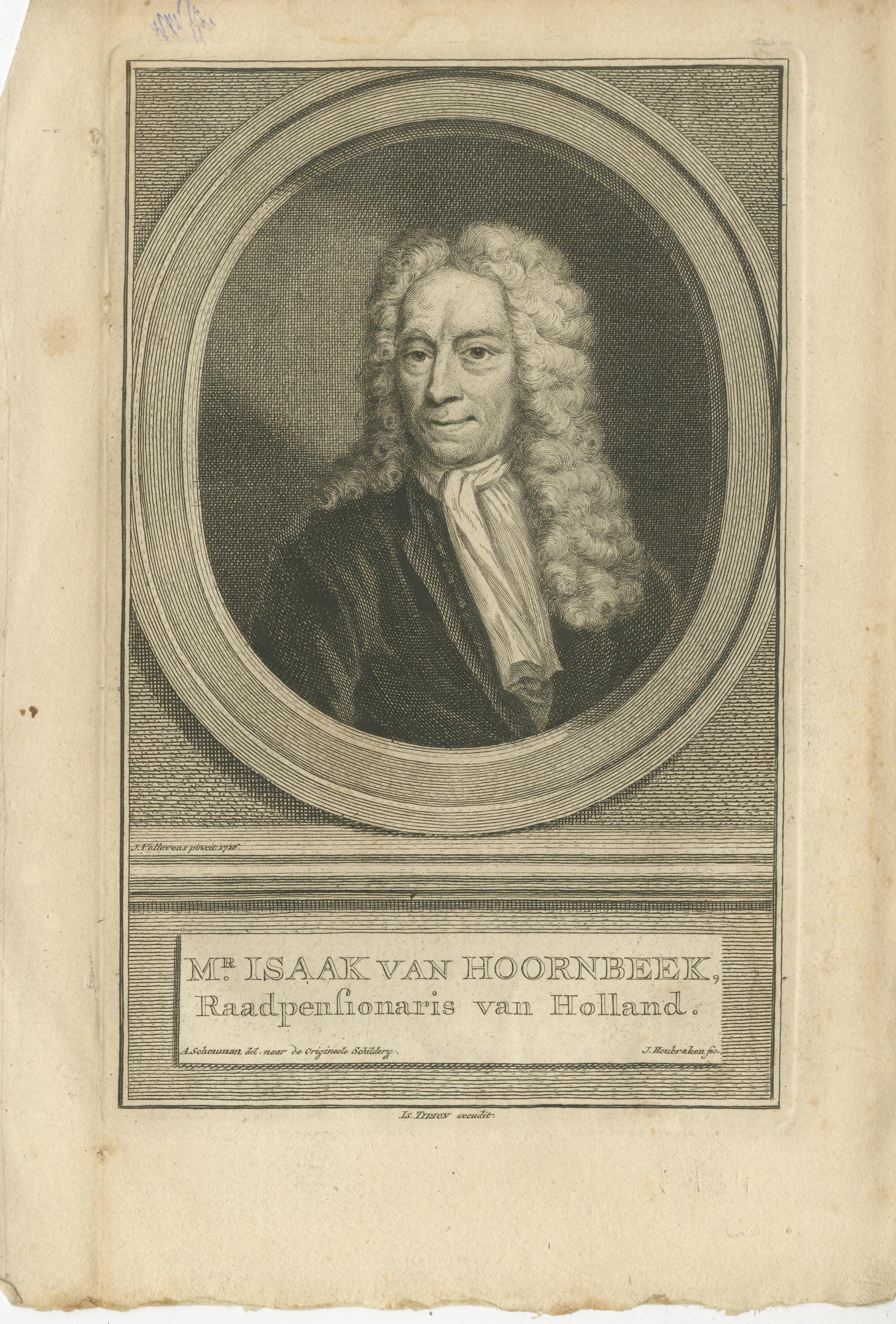 Dutch Statesmen – Raadpensionarissen Isaak van Hoornbeek, Pieter Steyn, Jacob Gilles, c.1770s

This finely engraved set of three 18th-century copperplate portraits depicts prominent Dutch statesmen who held the influential position of