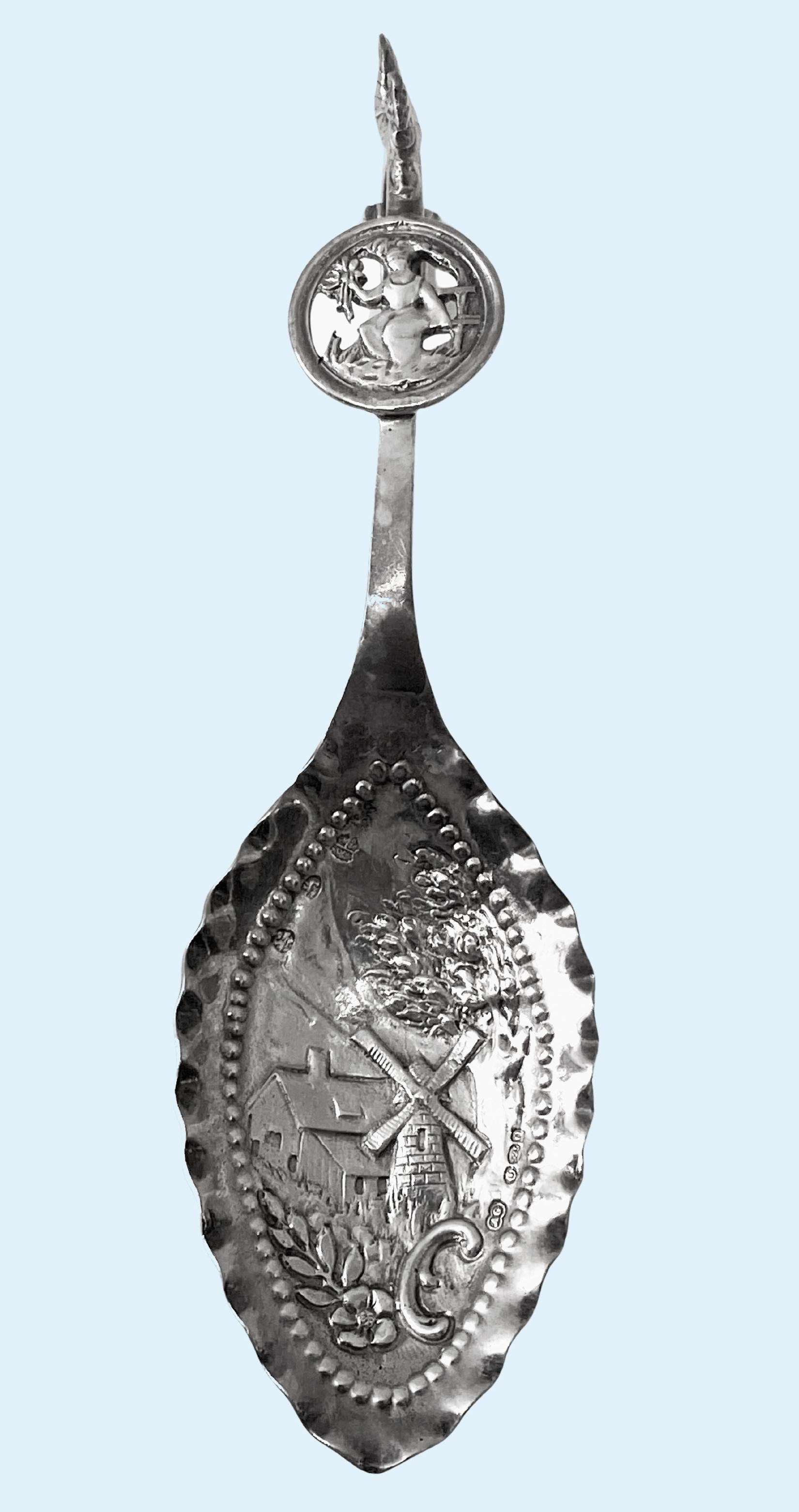 Olandese Cucchiaio da crema/scimmia/caddy olandese in argento sterling Importazione di Londra 1909 Arthur Graf in vendita