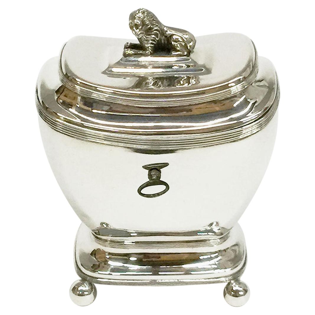 Dutch Sterling Silver Empire Style Tea Caddy, 1827