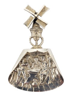 Dutch Sterling Silver Tavern Scene Windmill Shovel Spoon #22670