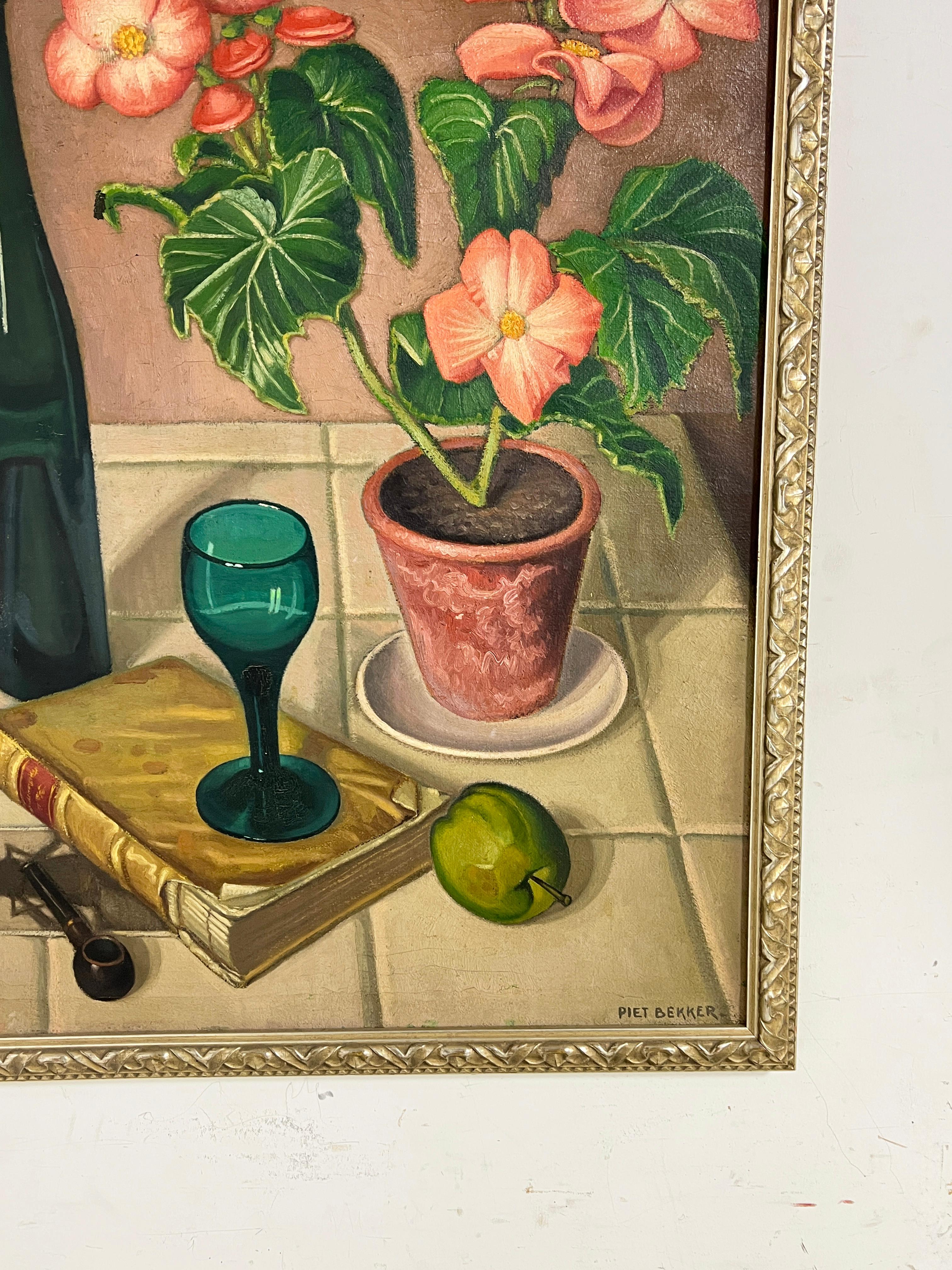 Nature morte hollandaise peinte par Piet Bekker, vers les années 1940 Bon état - En vente à Peabody, MA