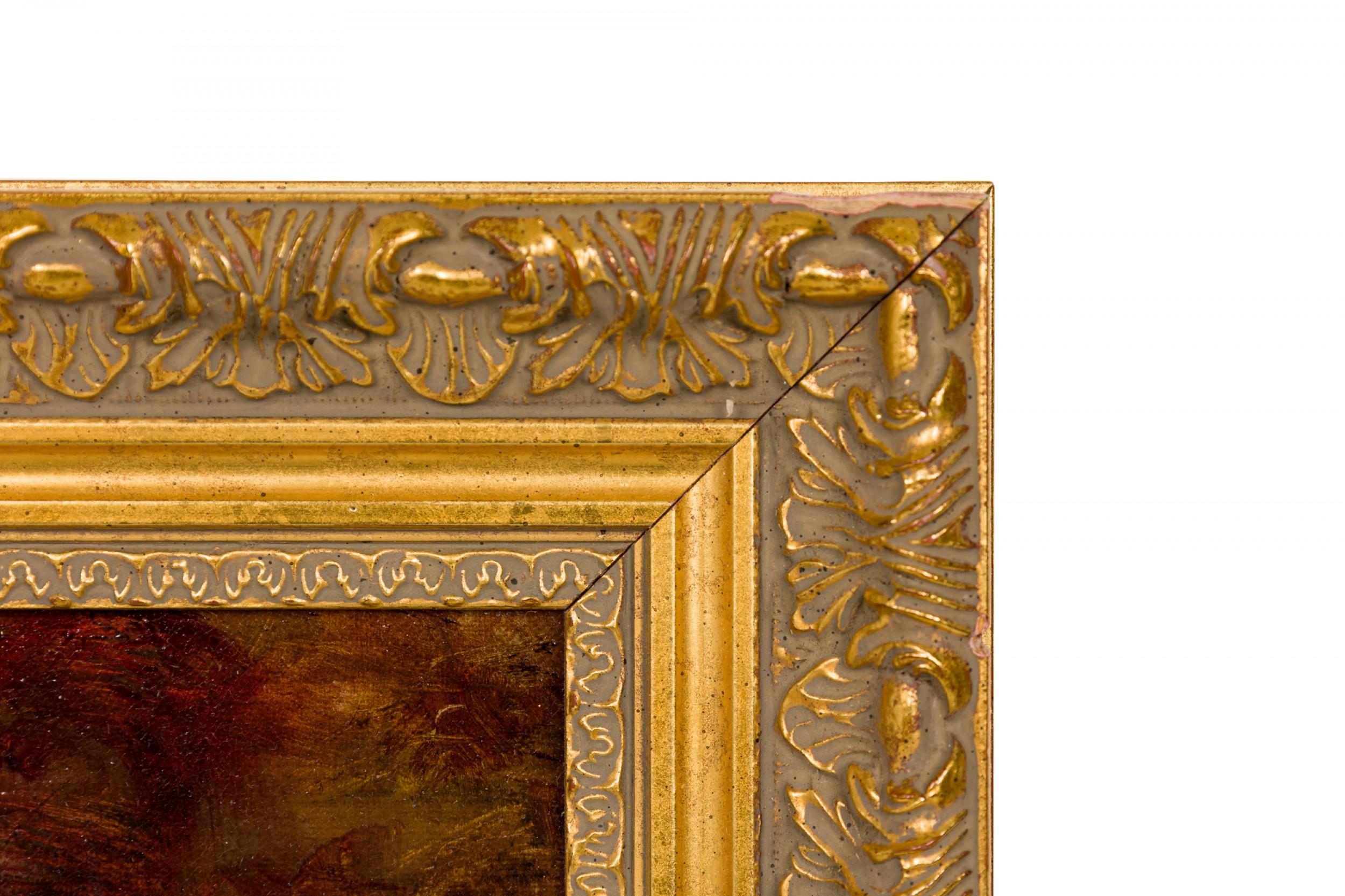 20th Century Dutch Still Life Painting of Peaches, Pears, Grapes and Melon in Giltwood Frame For Sale