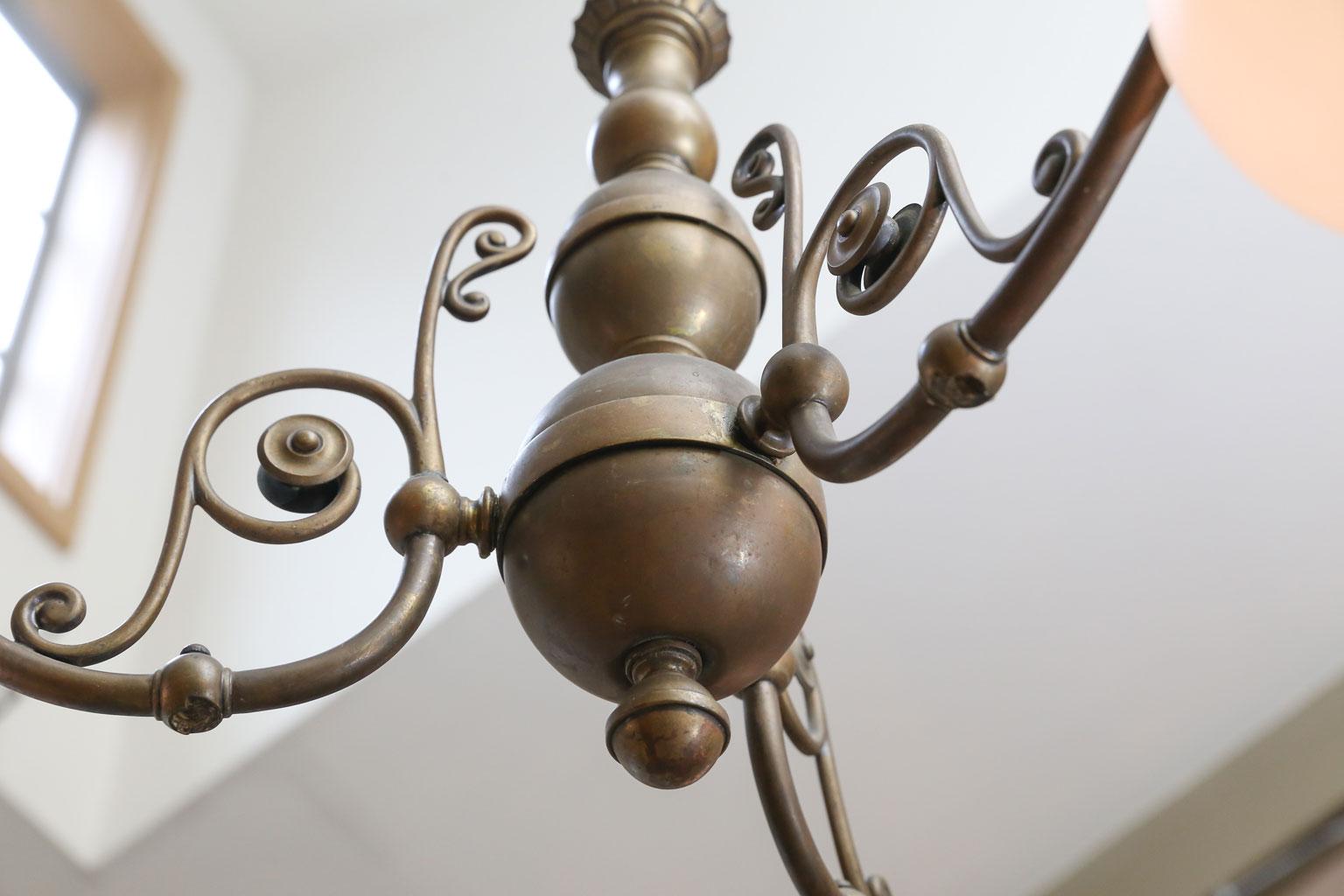 Dutch Colonial Dutch Style Chandelier with original Milk glass Globes