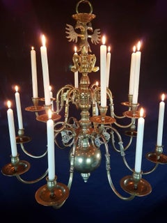 Dutch Style Bronze Chandelier, Early 1800