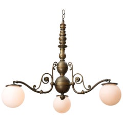 Dutch Style Chandelier with original Milk glass Globes