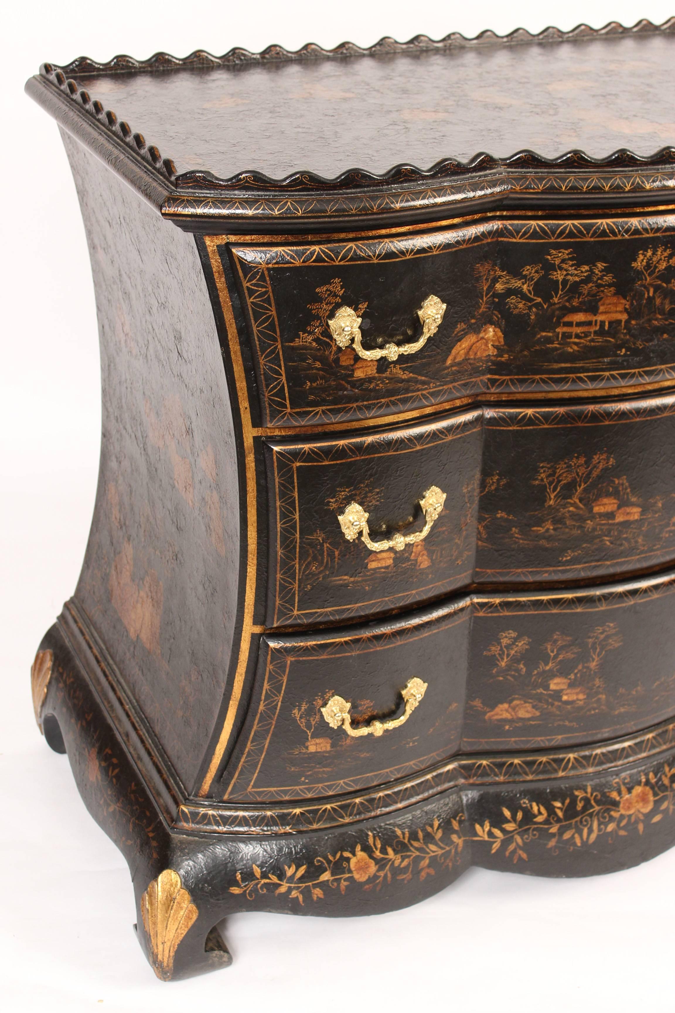 Louis XIV Dutch Style Chinoiserie Decorated Chest of Drawers