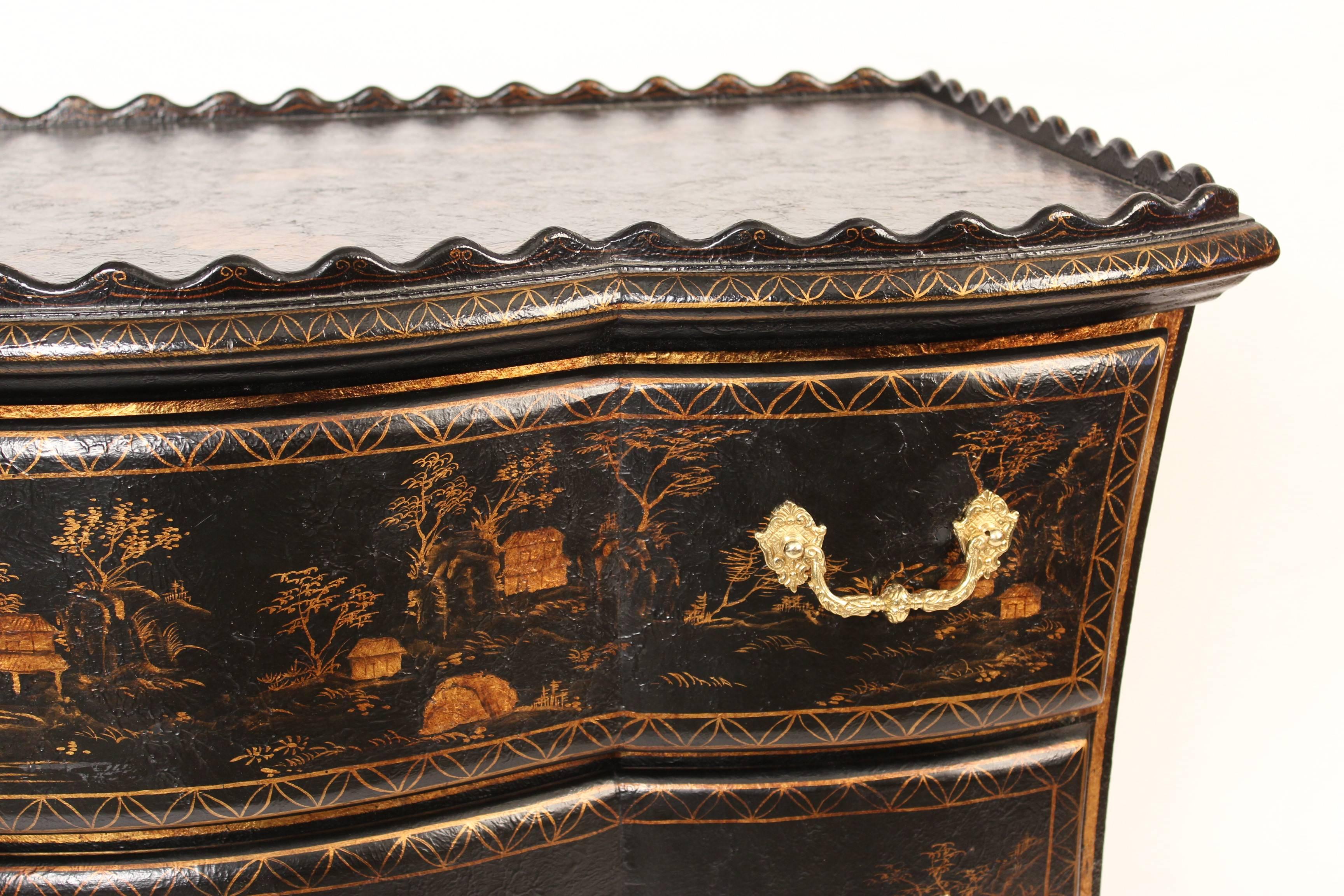 20th Century Dutch Style Chinoiserie Decorated Chest of Drawers