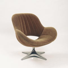 green Mohair Swivel Easy Chair by Enrico Wallès for Romefa Noordwolde, 1950s