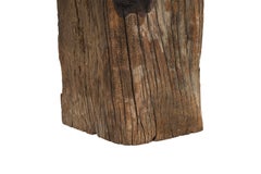 Dutch Teak Canal Post with Tapered Limestone Top