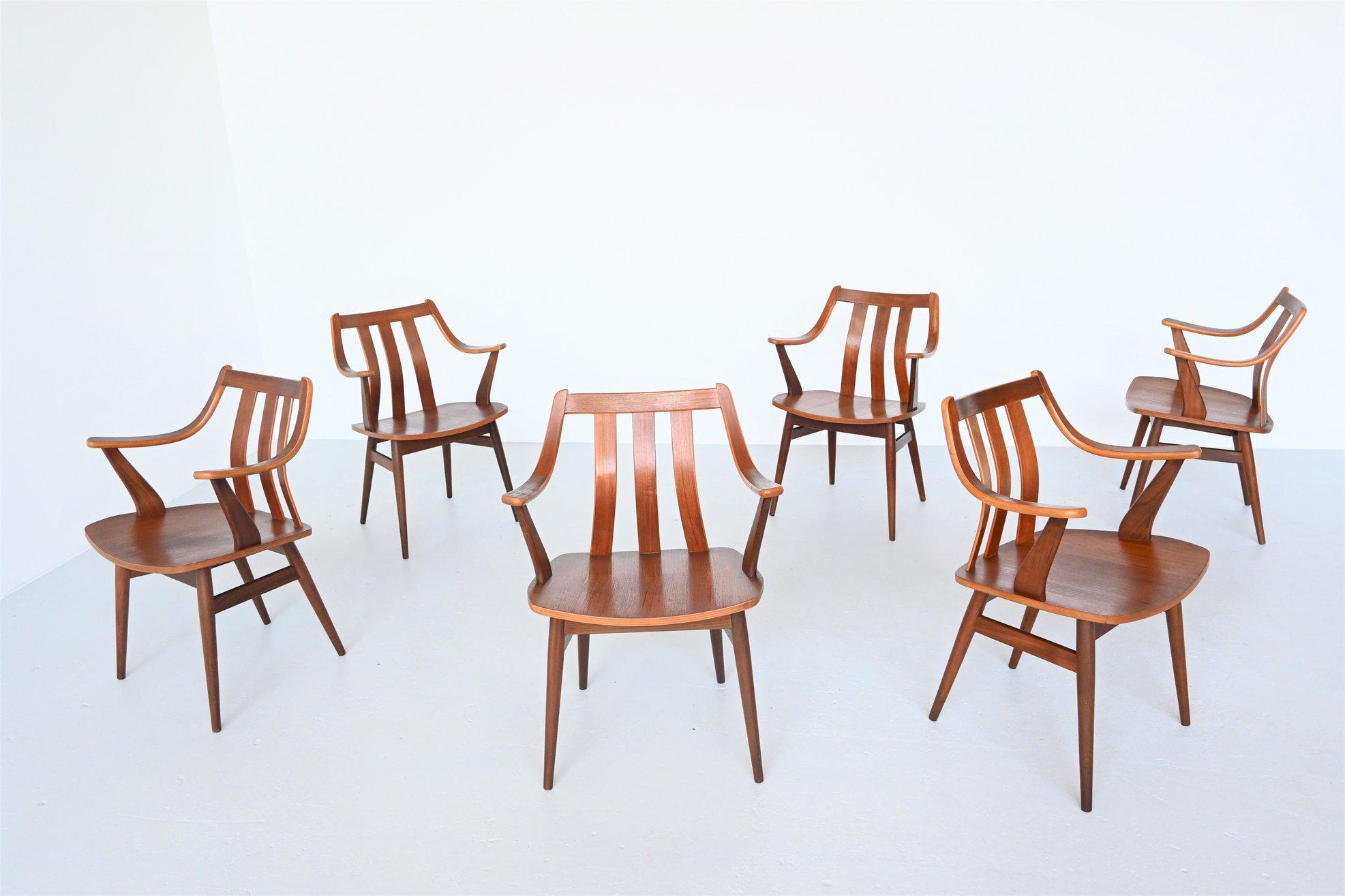 Dutch Teak Plywood Chairs Hans Brattrud Style, 1960 1